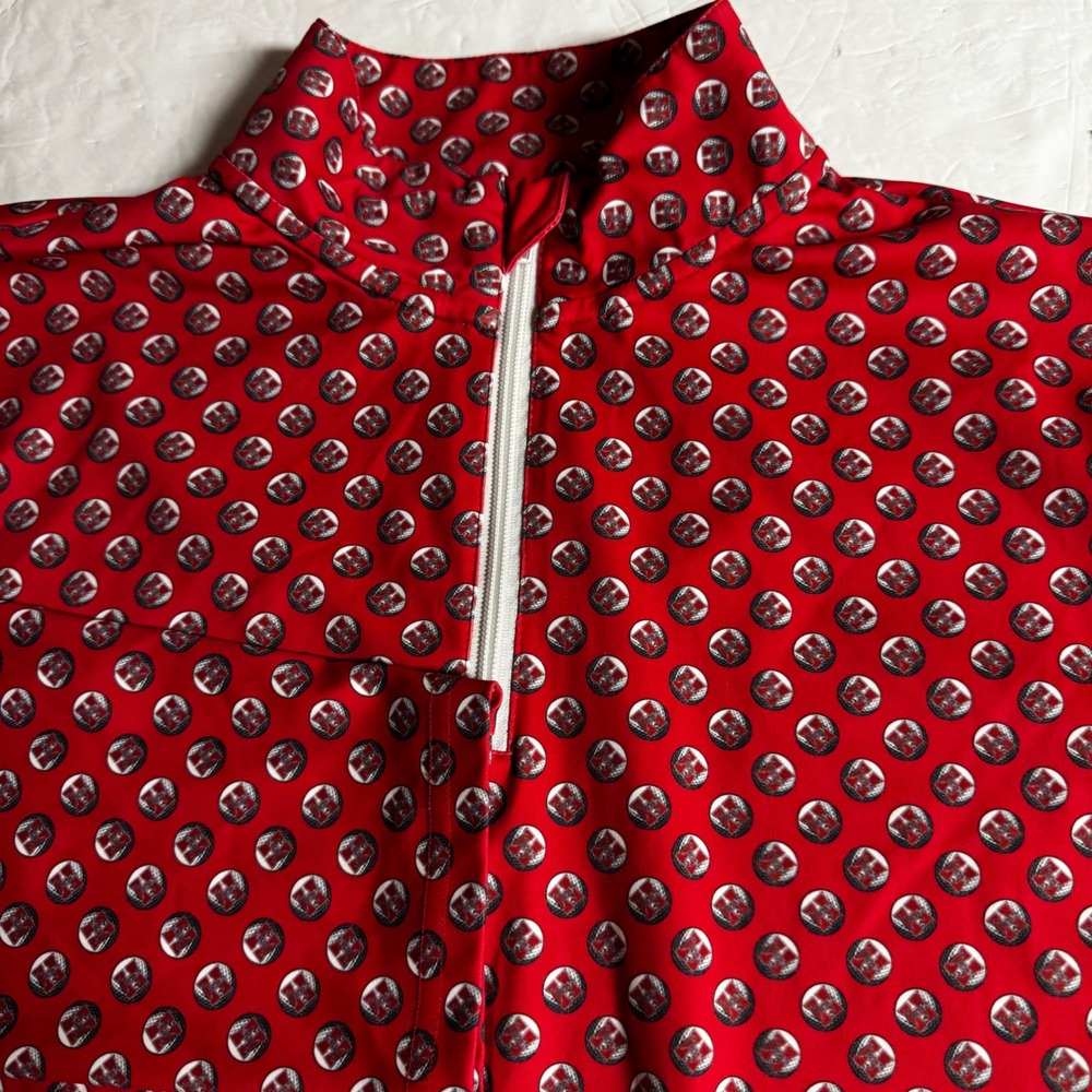Old Fashioned Golf Womens Red Graphic Print Quarter Zip Pullover‎ Large